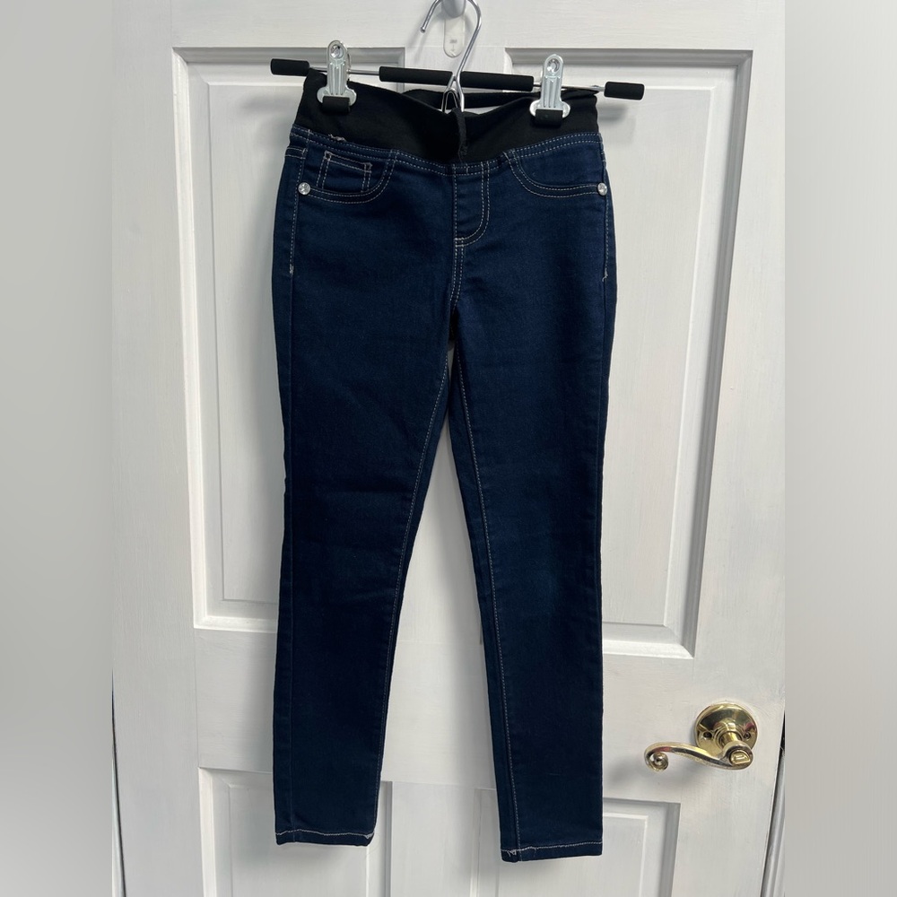 SQUEEZE Dark Wash Stretch Waistband Back Pockets Blue Jeans SZ 8 GIRLS Pre Loved